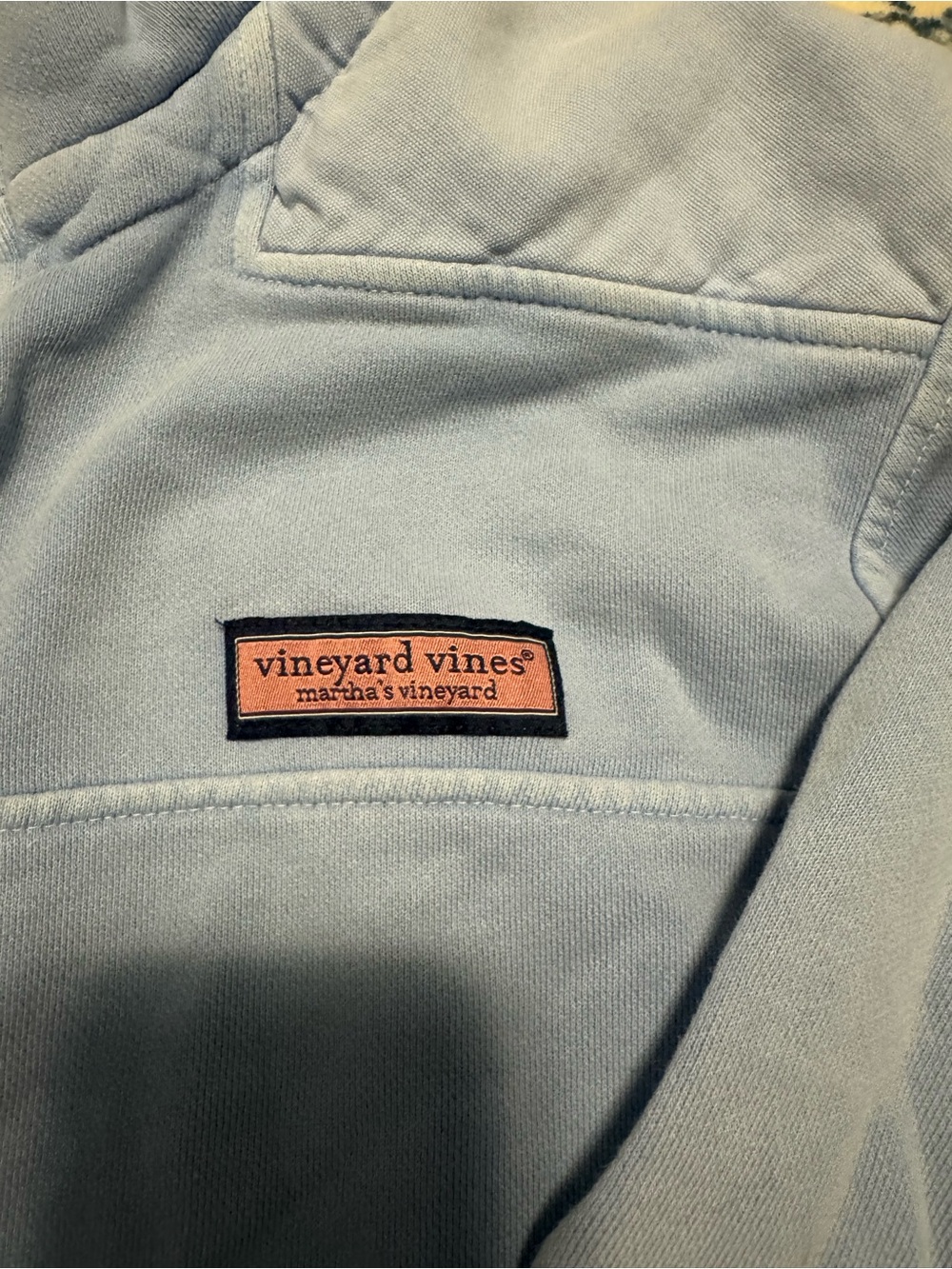 Vineyard Vines Pale Blue Shep Shirt with Pink Logo Tag